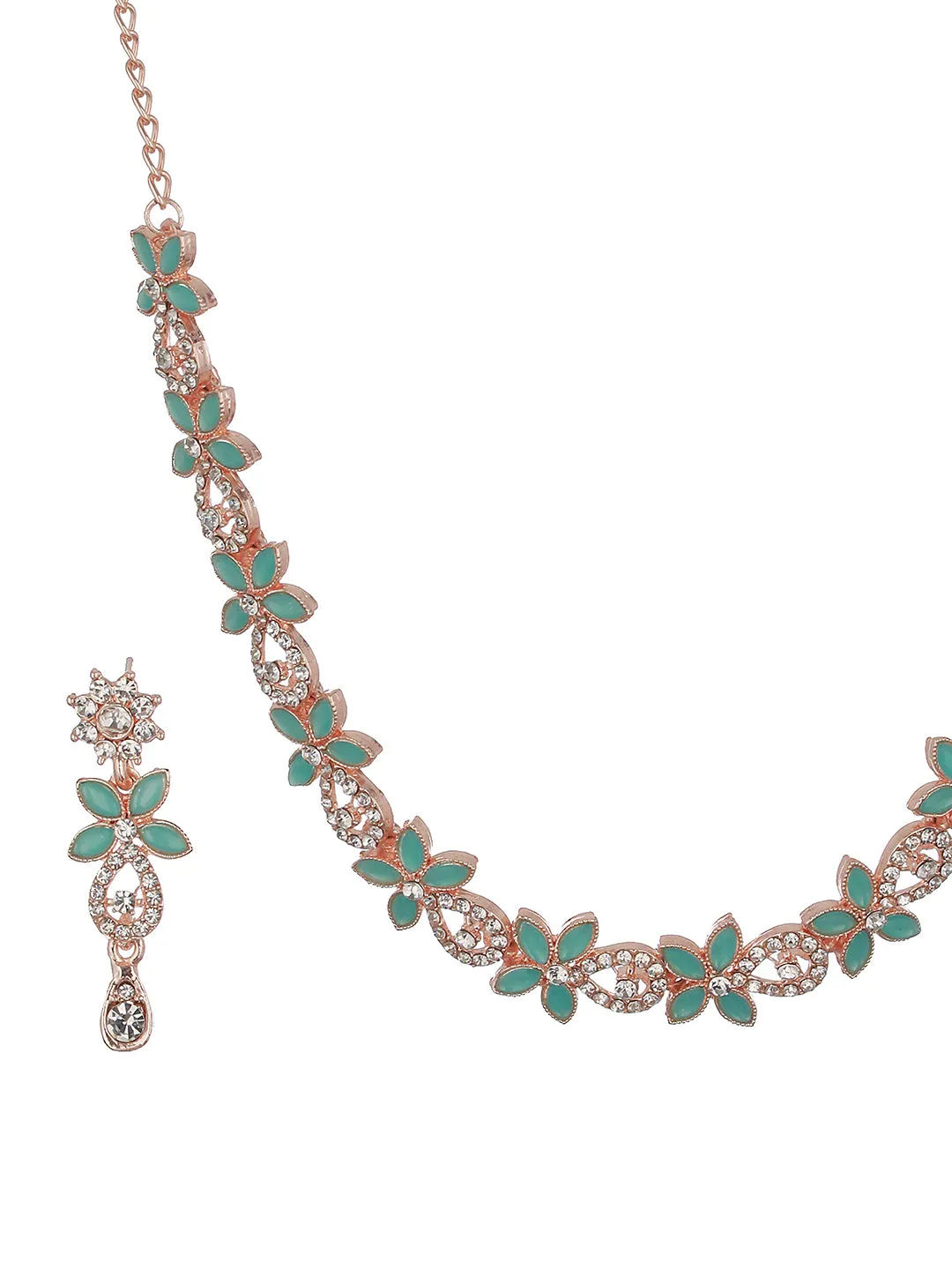 Rose Gold-Plated Ad-Studded Jewellery Set