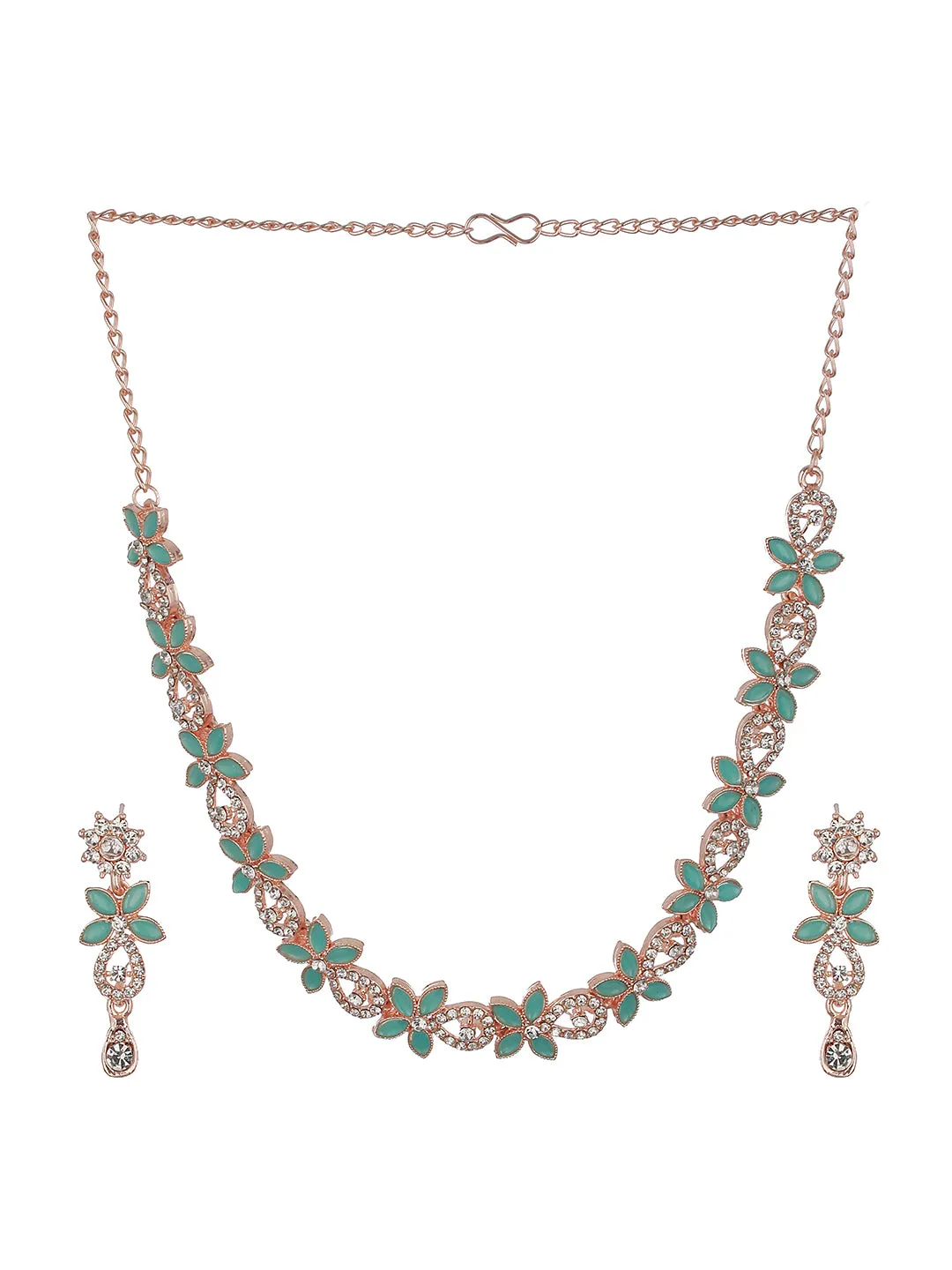 Rose Gold-Plated Ad-Studded Jewellery Set