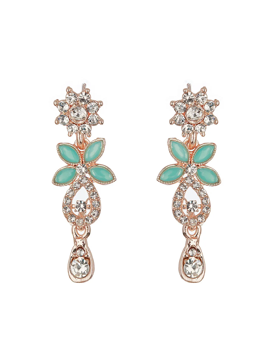 Rose Gold-Plated Ad-Studded Jewellery Set
