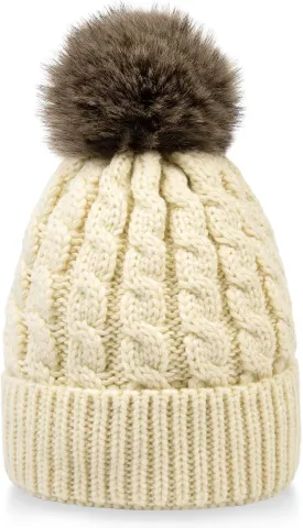 Simplicity Womens Winter Beanies Hand Knit Faux Fur Pompoms Beanie Hats