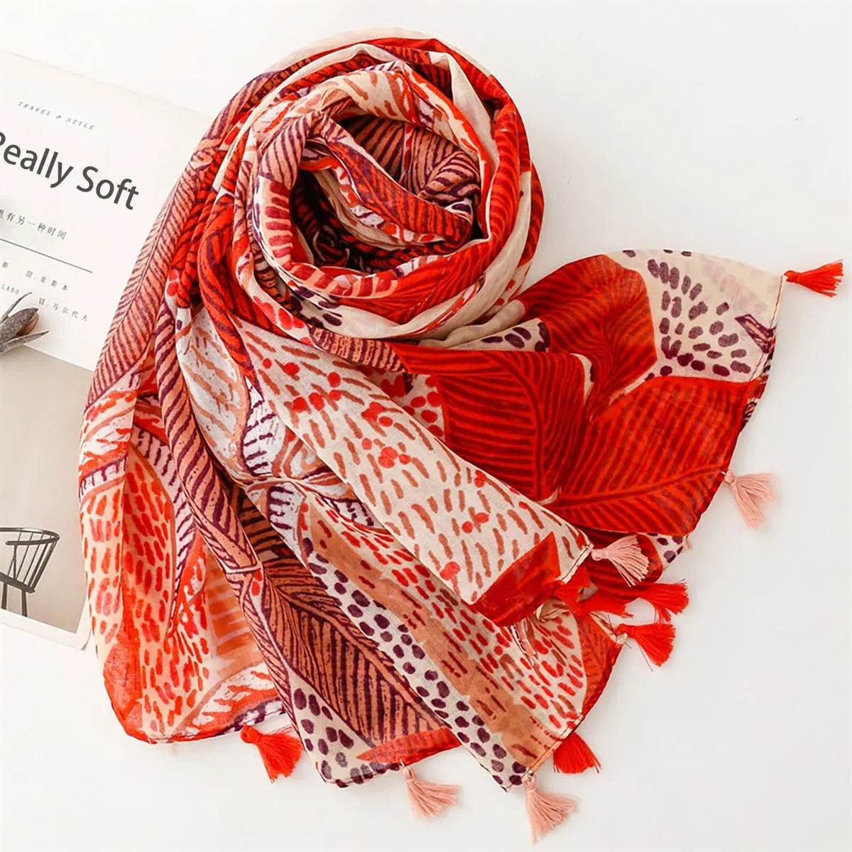 Soft Scarf for Women Girls Boho Large Lightweight Scarves Shawls Wraps for Four Seasons 70 x 35 inches