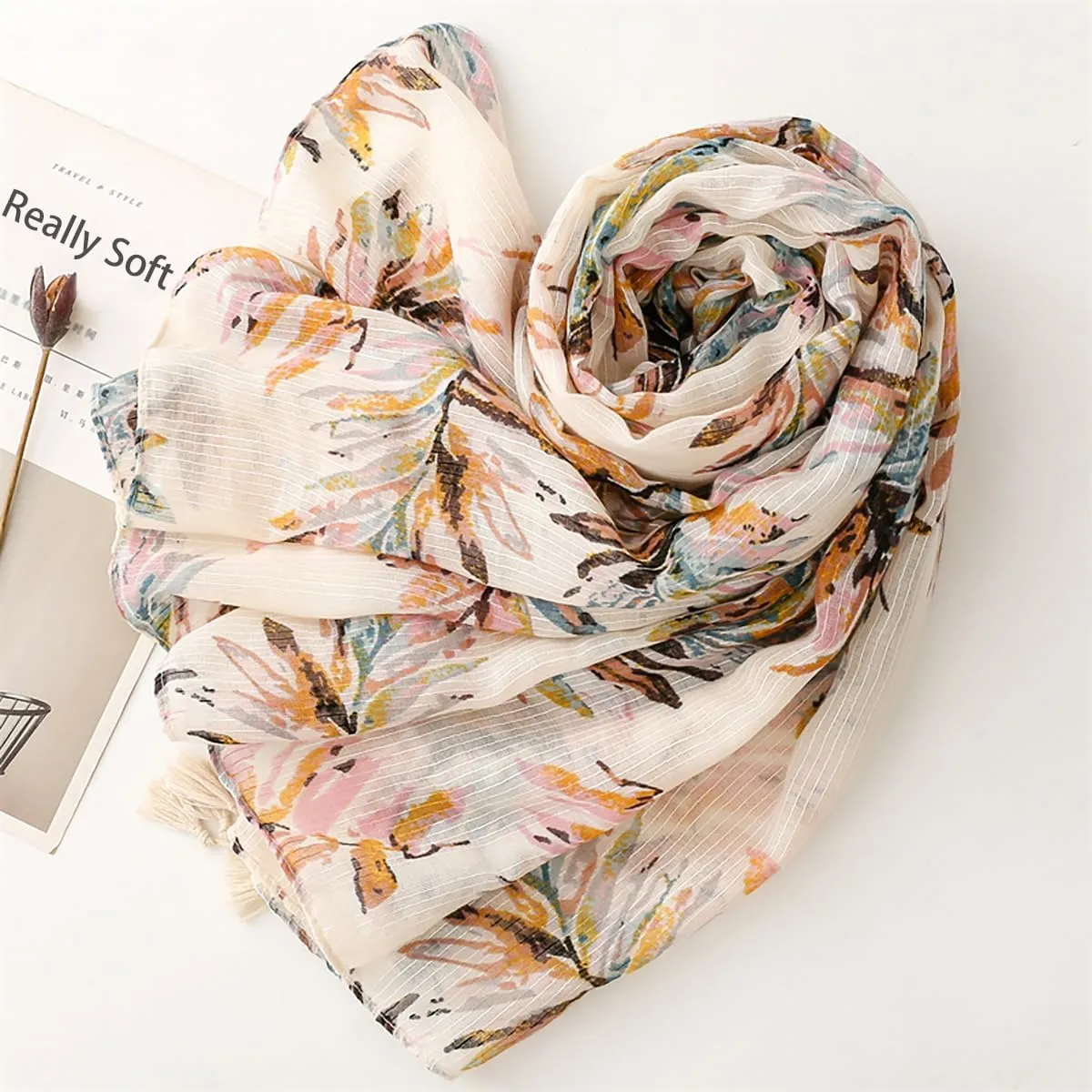 Soft Scarf for Women Girls Boho Large Lightweight Scarves Shawls Wraps for Four Seasons 70 x 35 inches