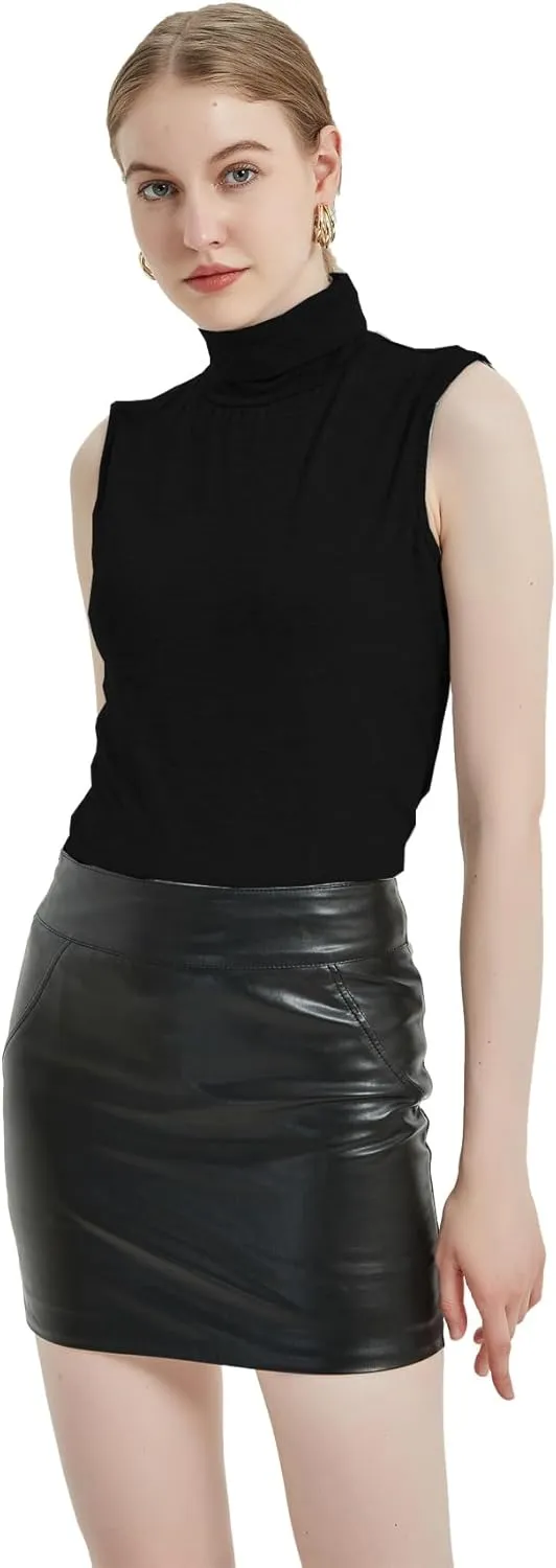 Sunfaynis Women's Soft Cotton Mock Turtleneck Shirt Baselayer Tops Underwear Shirt