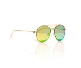 Triple Bridge Mirror Green Pilot Sunglasses