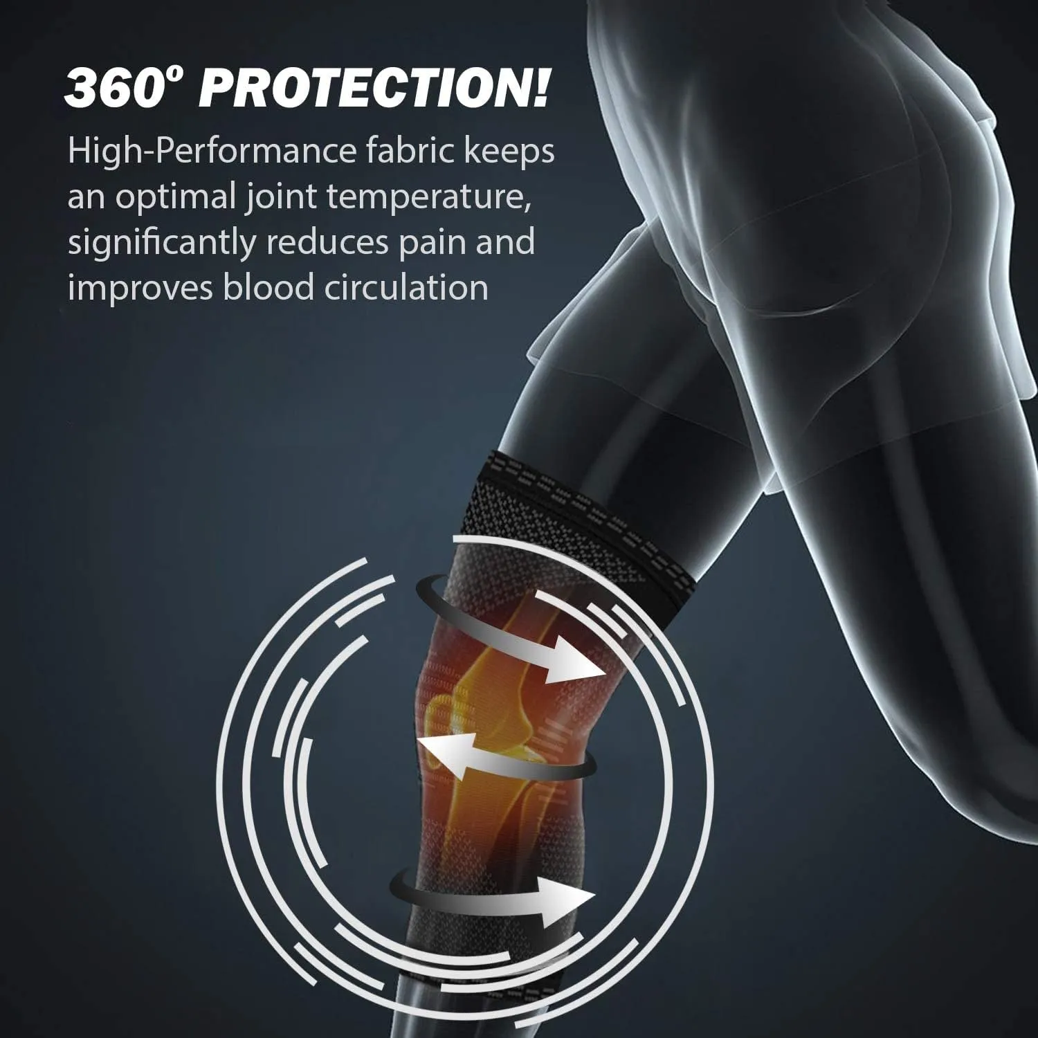V Brace Knee Compression Sleeve, Knee Brace for Arthritis Pain and Support, Knee Brace for Women and Men Joint Support (Medium, Blue)