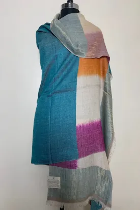 Vaani Windowpane Ikat Dyed Reversible Zari Cashmere Shawl