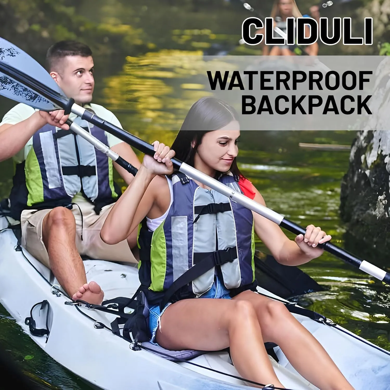 Waterproof Dry Bag,Roll Top Christmas Winter Snowflakes Waterproof Backpack 5L/10L/20L Floating and Lightweight Bags for Kayaking, Boating, Fishing, Swimming and Camping