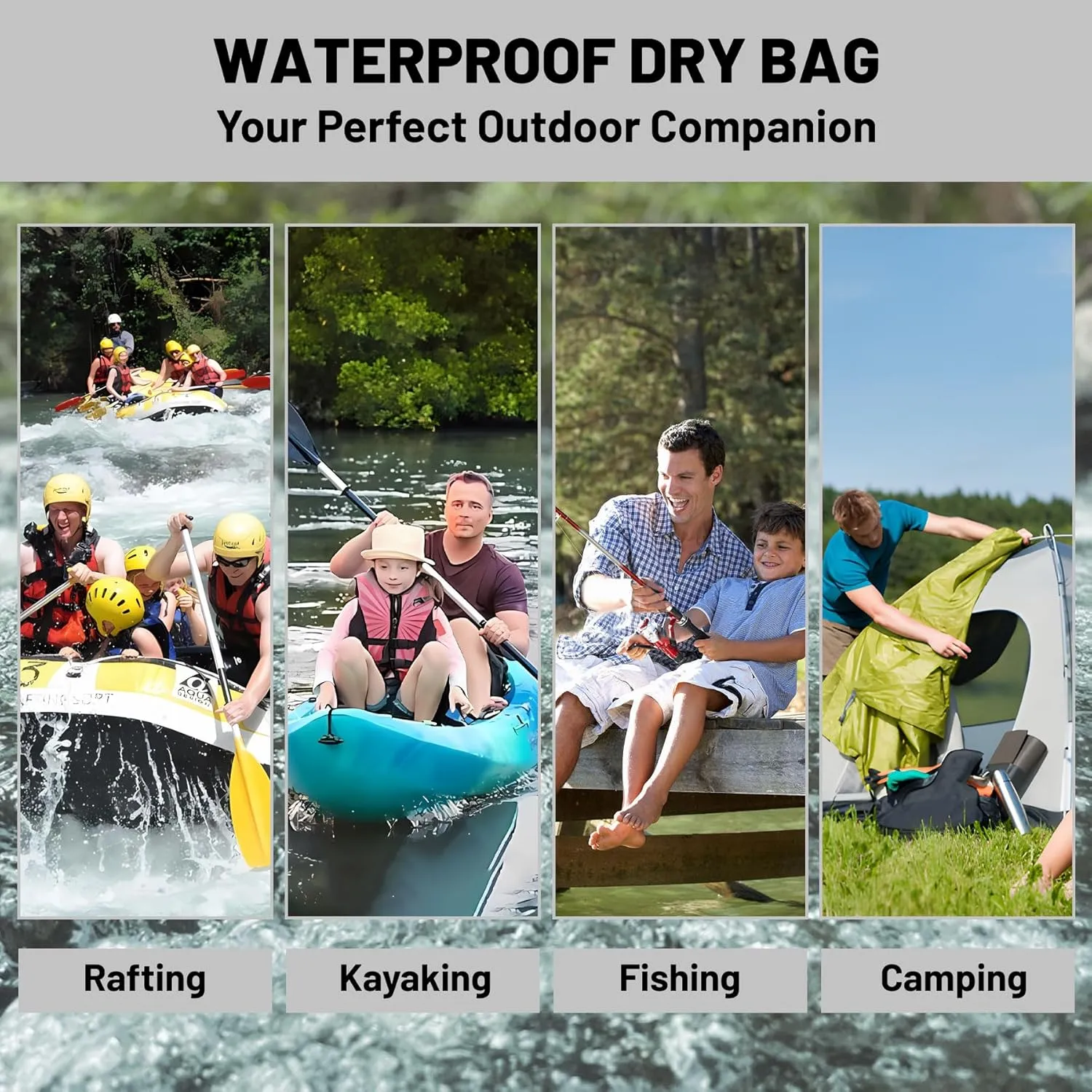Waterproof Dry Bag,Roll Top Christmas Winter Snowflakes Waterproof Backpack 5L/10L/20L Floating and Lightweight Bags for Kayaking, Boating, Fishing, Swimming and Camping