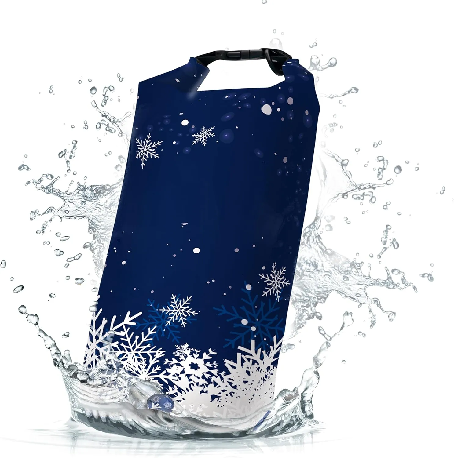 Waterproof Dry Bag,Roll Top Christmas Winter Snowflakes Waterproof Backpack 5L/10L/20L Floating and Lightweight Bags for Kayaking, Boating, Fishing, Swimming and Camping