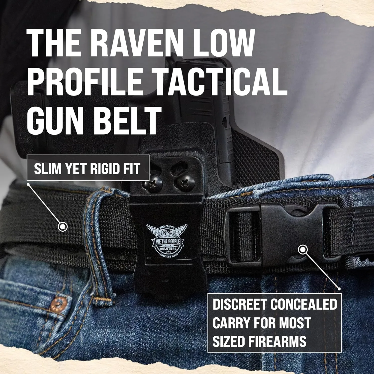 We The People Holsters - Raven - Low Profile Gun Belt - Tactical Gun Belt for Concealed Carry