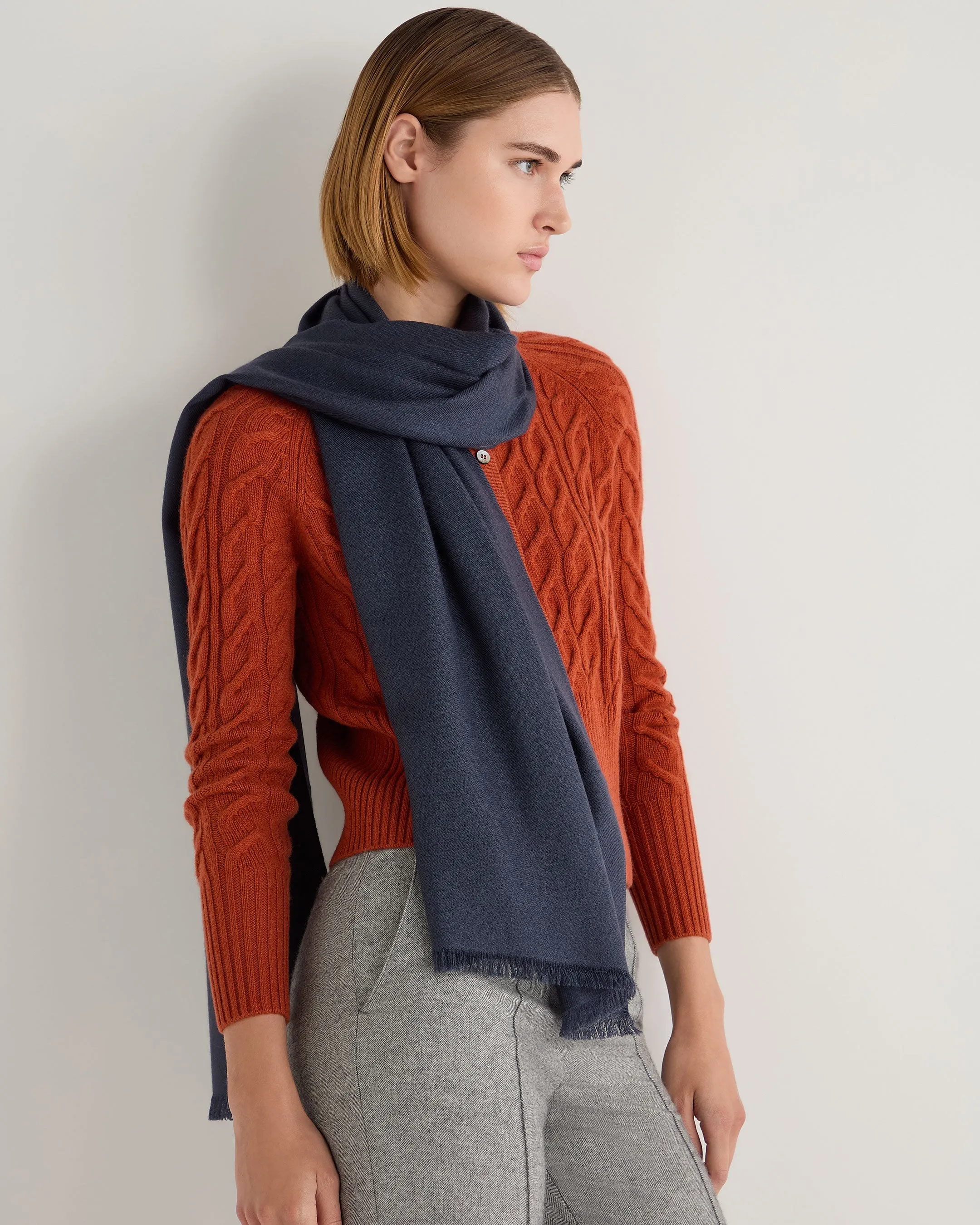 Women's Pashmina Cashmere Stole Caviar Blue