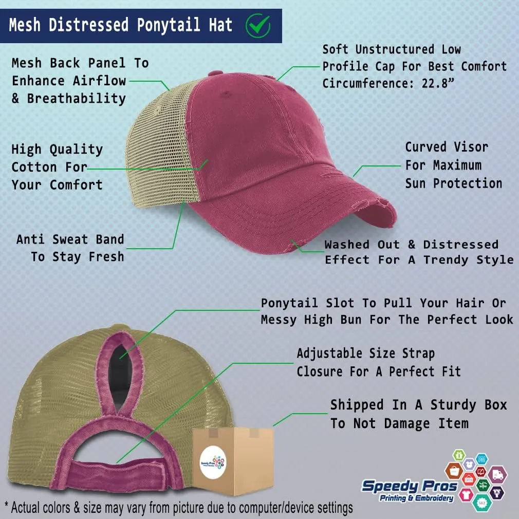 Womens Ponytail Cap Custom Personalized Text & Name Distressed Moms Trucker Hats