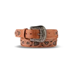 Womens Texas Country Western Leather Belt Sierra Orix Corazones