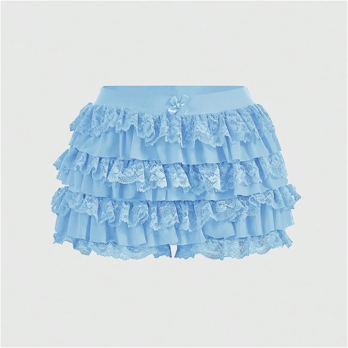 Women's Y2k Ruffle Shorts Lace Lolita Bloomers Elastic Waist Bow Front Shorts Micro Boyshorts