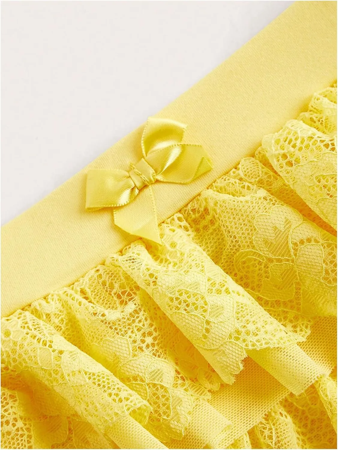 Women's Y2k Ruffle Shorts Lace Lolita Bloomers Elastic Waist Bow Front Shorts Micro Boyshorts