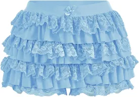 Women's Y2k Ruffle Shorts Lace Lolita Bloomers Elastic Waist Bow Front Shorts Micro Boyshorts
