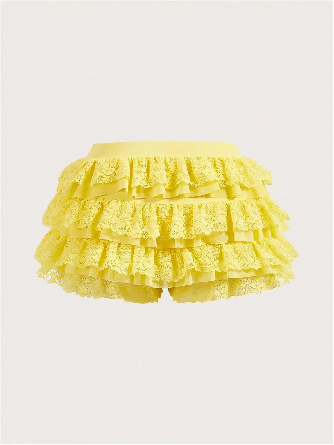 Women's Y2k Ruffle Shorts Lace Lolita Bloomers Elastic Waist Bow Front Shorts Micro Boyshorts