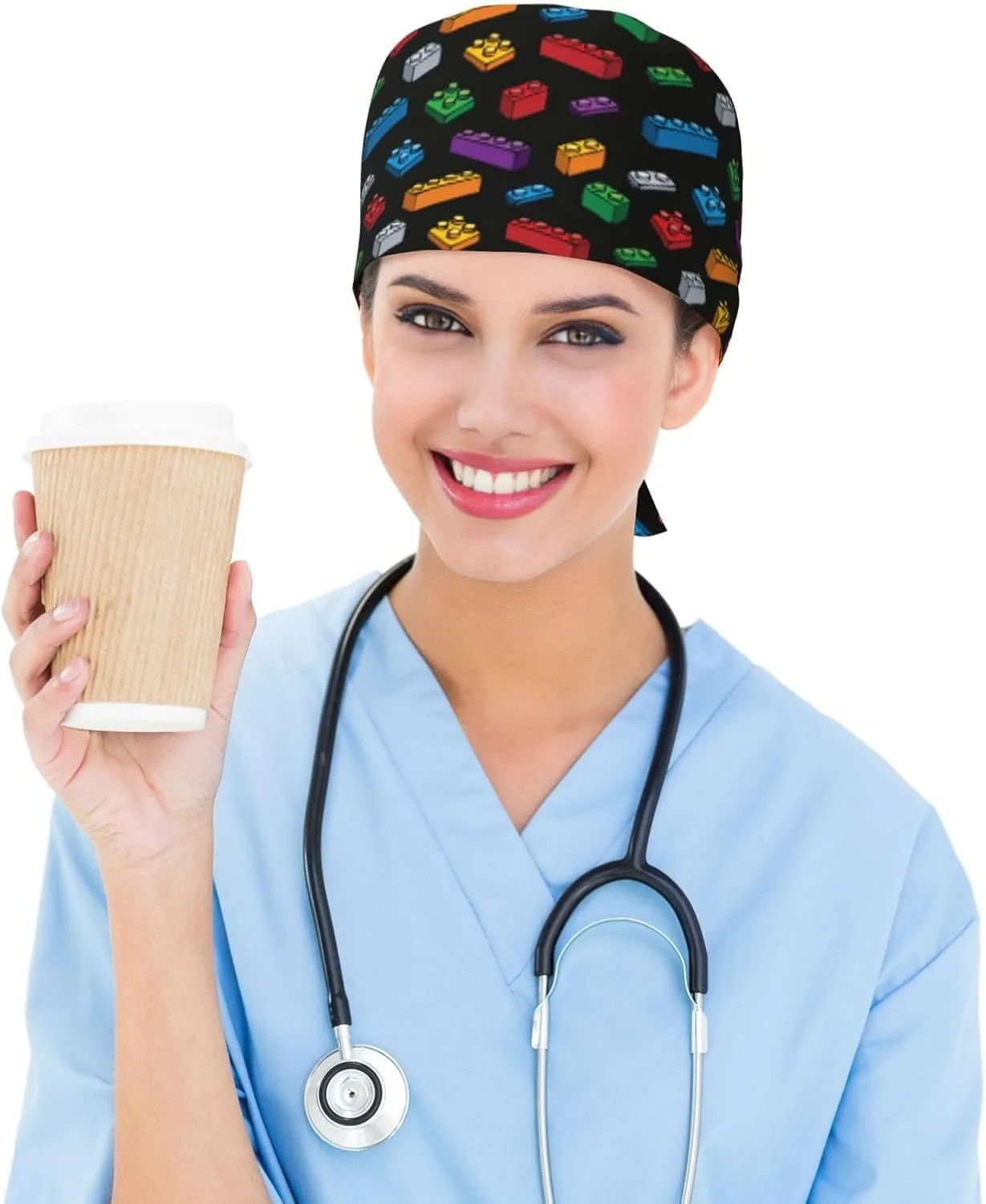 Working Cap Scrub Cap with Sweatband Adjustable Unisex Men Women Tie Back Hat Nurse Surgical Caps